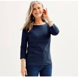 Women's Croft & Barrow Navy Long Sleeve Tee L